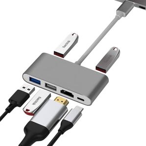 【新品未使用】USB C ハブ HDMIアダプター 6in1 USBハブ アルミ合金 シルバー