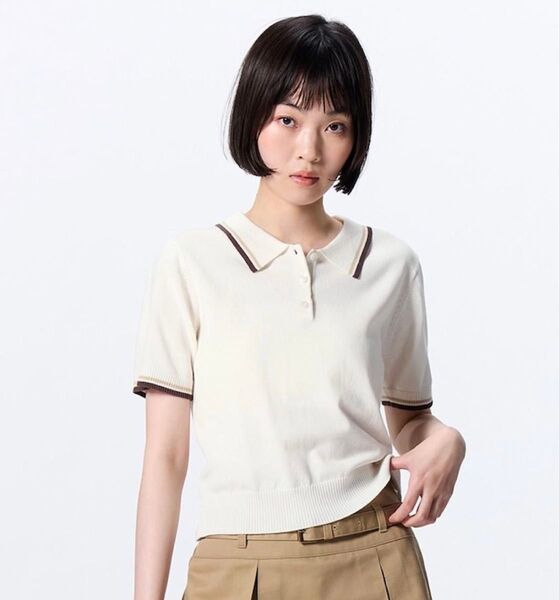 未使用 GU 半袖ポロセーター ホワイトL