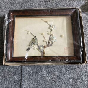 絵画 ビーズ 石 鳥 額装 コレクション