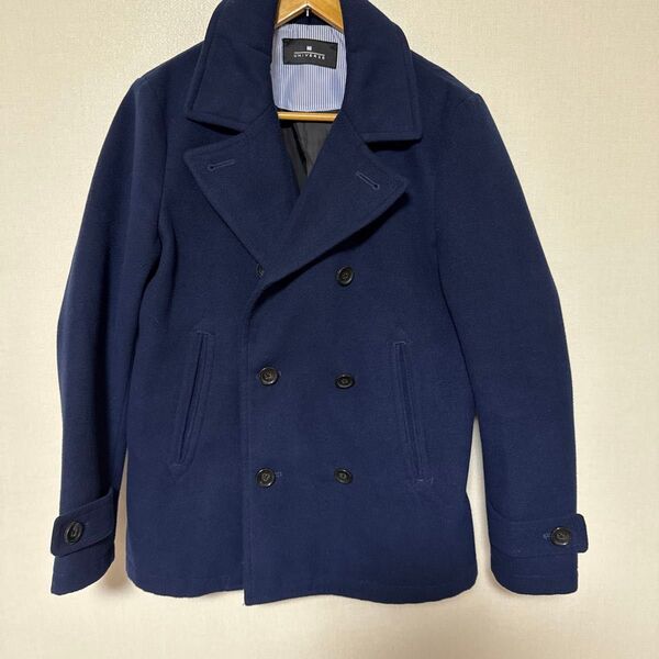 ナノユニバース NANO UNIVERSE ネイビー ウール ピーコート M