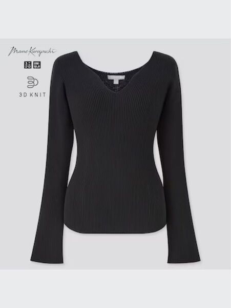 ユニクロ マメクロゴウチ 3Dリブセーター(長袖) UNIQLO mame kurogouchi S