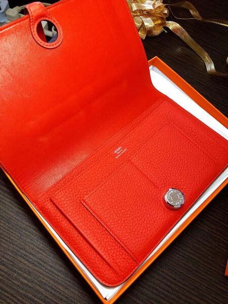 エルメス ドゴン 長財布 GM オレンジ