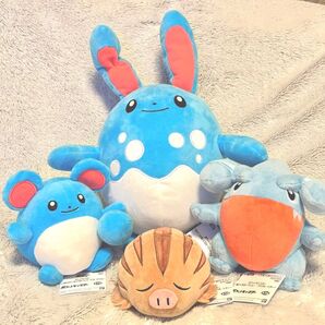 ポケットモンスター ぬいぐるみ 4点セット(マリル、マリルリ、ウリムー、フカマル)もふぐっとぬいぐるみ、ぬいぐるみ