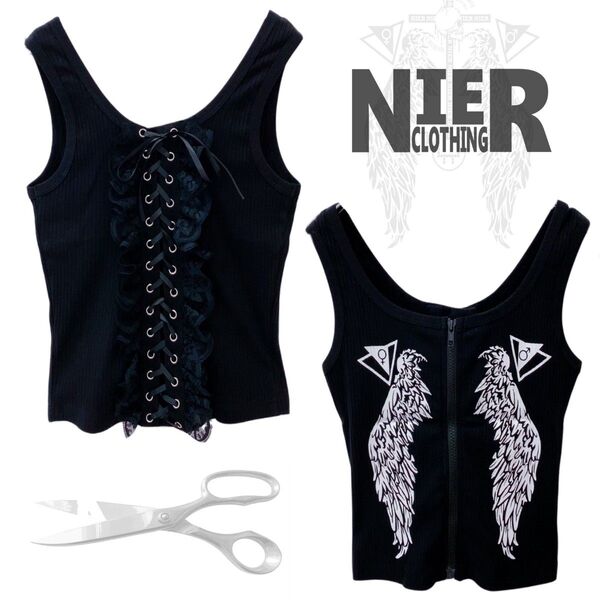 新品 NieR Closing 前後2WAY FRONT ZIPタンクトップ