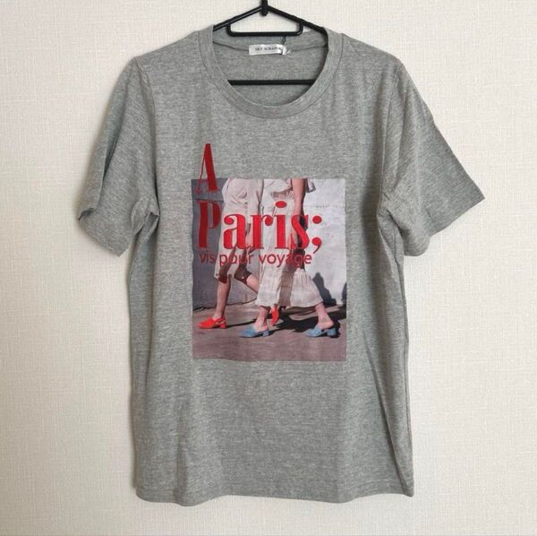グレー tシャツ プリント Tシャツ 灰色 ねずみ色 トップス 半袖 半袖シャツ