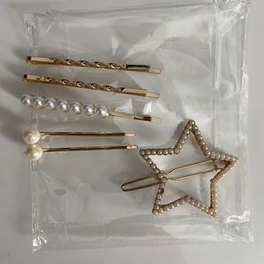最安値!髪飾り ピン留め パール 星 ゴールド 6点セット
