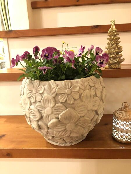 お花がいっぱいの植木鉢♪ ギャザリング 寄せ植え グラスファイバー植木鉢 おしゃれ 園芸用品 ガーデニング ガーデン エレガント