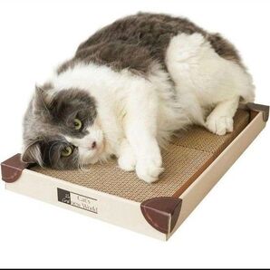 1点限定★くるとぎスクエア 猫の爪研ぎ 両面使えて散らかりにくい アイボリー