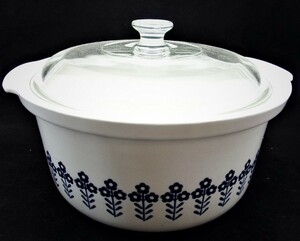 *1133 B-5-② Showa Retro sharp range accessory nikomi kya Serow ru saucepan .. cover .. floral print glass cover attaching 