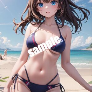 【高画質 W09】AI水着美少女 イラスト A4サイズ ポスター【まとめ買い歓迎】