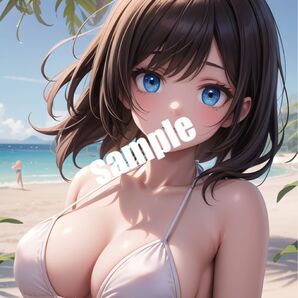 【高画質 W07】AI水着美少女 イラスト A4サイズ ポスター【まとめ買い歓迎】