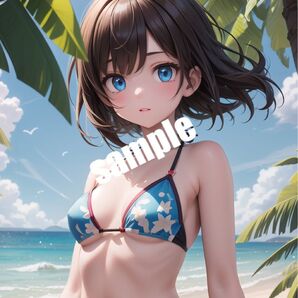 【高画質 W08】AI水着美少女 イラスト A4サイズ ポスター【まとめ買い歓迎】