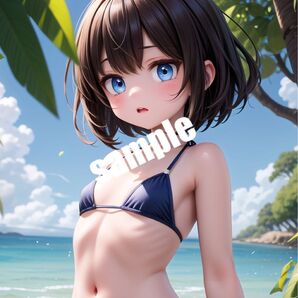 【高画質 W05】AI水着美少女 イラスト A4サイズ ポスター【まとめ買い歓迎】