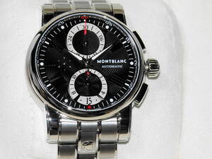  unused ~MONTBLANC Montblanc black face chronograph self-winding watch ~ price cut 