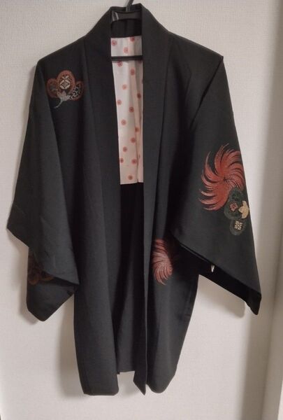 美品 オーダーメイド 羽織 黒 道行 和装 金銀糸
