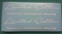 送料無料 Limited edition VW Volkswagen Racing Decal Sticker ワーゲン ステッカー シール デカール ホワイト 35cm × 8cm 2枚セット_画像2