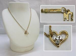 Nina Ricci *NR Logo Open Heart necklace Vintage * clear rhinestone *NINA RICCI NR* Gold color accessory *60