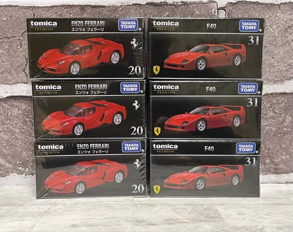 トミカプレミアム フェラーリF40 3台 トミカプレミアム エンツォフェラーリ 3台 6台セット売り