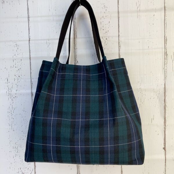 ☆ハンドメイド☆上品チェックの手提げバッグ☆