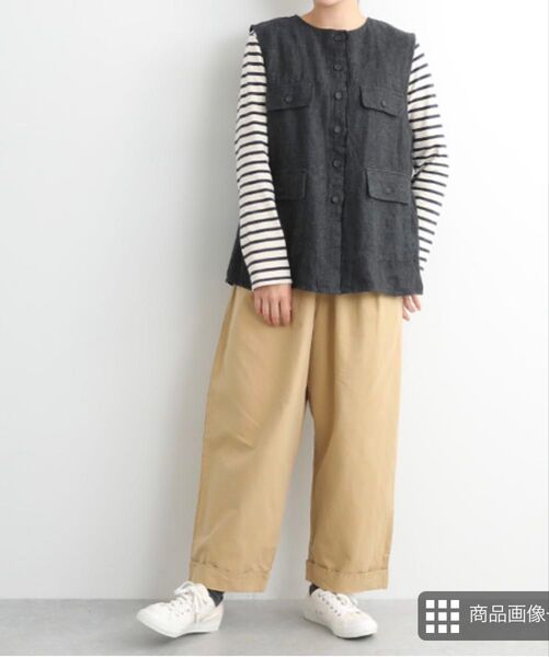 新品★ TUTIE. ツチエ リネンツイル起毛 フリンジベスト