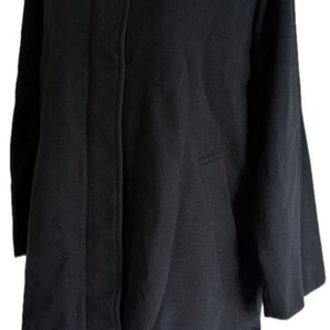 新品35,000円 異素材フード ロングコート ブラック