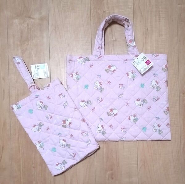 新品 サンリオ レッスンバッグ キティ キルティング シューズケース シューズバッグ