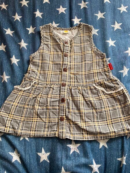 ムージョンジョン ワンピース ジャンパースカート チェック柄 90㌢