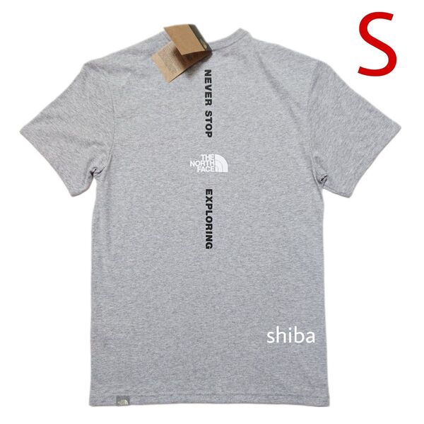 THE NORTH FACE ノースフェイス tシャツ 半袖 海外限定 バーティカル グレー 灰色 黒 白 ロゴ 海外S