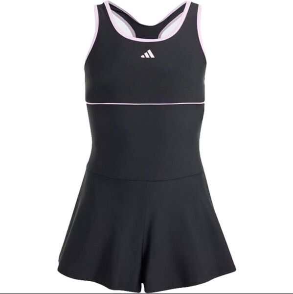 新品未使用 adidasアディダス 160 丈夫で快適!! スカート付スクール水着 ブラック黒 ガールズ ジュニア