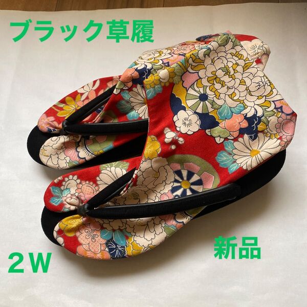 お洒落用+喪服用 2Wに履けるブラック草履 新品:未使用 特選 女性用 Lサイズ ゆったり履けます