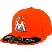 旧モデル USA正規品 「6.7/8」 新品 Newera ニューエラ オーセンティック 59FIFTY 公式 マイアミ MARLINS マーリンズ MLB オレンジ Road_画像1