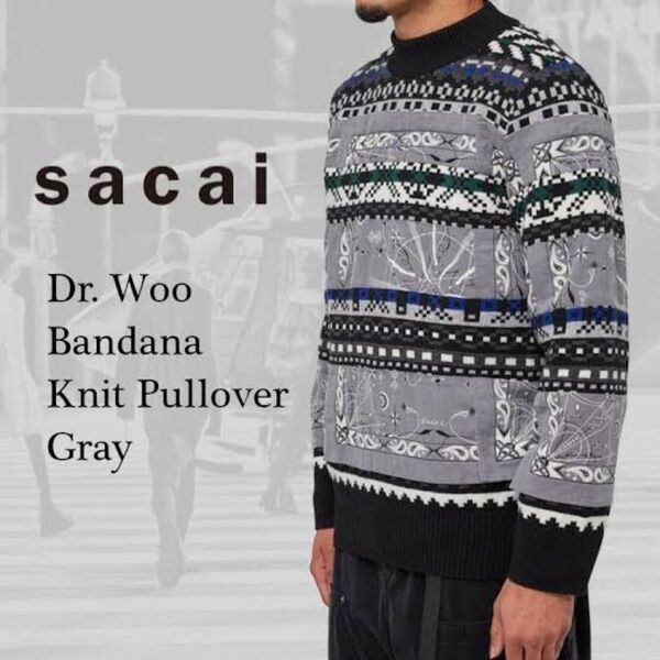 sacai dr.woo サカイ ドクターウー バンダナ プルオーバー セーター ニット ペイズリー タトゥー ハイネック
