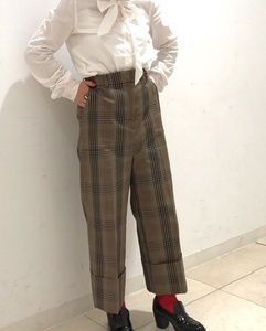  new goods regular price 3.2 ten thousand te milk s Beams Italy BONOTTO company check wide pants 38 wide Macintosh 