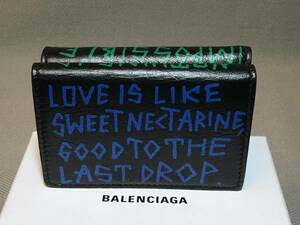  new goods genuine article Balenciaga graph .ti three folding Mini wallet leather original leather purse Every tei black black graphic BALENCIAGA