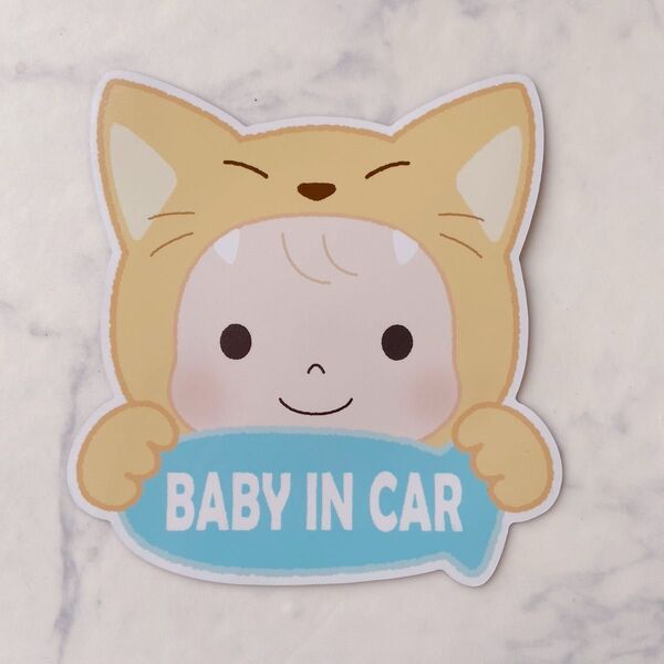 チャイルドインカー ベビーインカー 可愛い 猫 キツネ マグネットステッカー