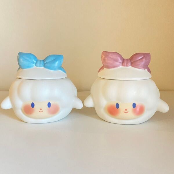 新品未使用品 ペアマグカップ 蓋付き メルヘン 可愛い ペアカップ
