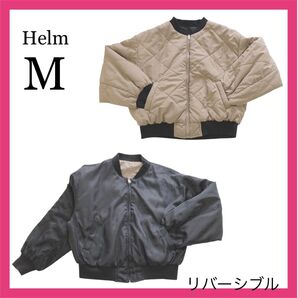 レディース MA-1 ブルゾン アウター リバーシブル 中綿入り 両ポケット Mサイズ 黒 オリーブ MA1 軽量 春 秋 冬
