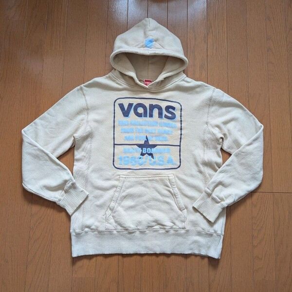 希少★ OLD VANS バンズ スウェットパーカー フーディー プルオーバー L ベージュ