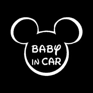 BABY IN CAR 　ミッキー　可愛いカッティングステッカー　Ver2　赤ちゃんが乗っています