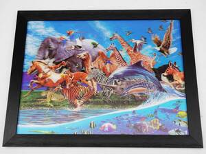 * prompt decision *3D art animal world ( horizontal ) frame attaching stone chip puts out .... interior present picture 