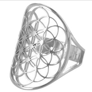 フラワーオブライフ シルバー リング 指輪 スピリチュアル オラクル ルノルマン ステンレス エスニック サイケデリック