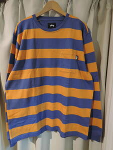 STUSSY ステューシー CLASSIC STRIPE L/SL CREW ネイビー Lサイズ 最新 公式HP 完売 人気商品　送料込　値下げしました！