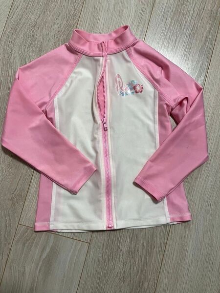女の子110ラッシュガードピンク白