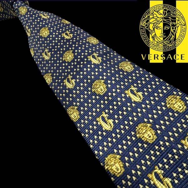 世界最高峰 VERSACE ヴェルサーチ ロゴ&ドット柄 ネクタイ