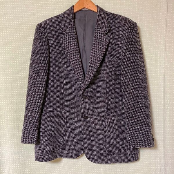 テーラードジャケット ブレザー ウール ツイード アウター 肩パッド ジャケット グレー TWEED