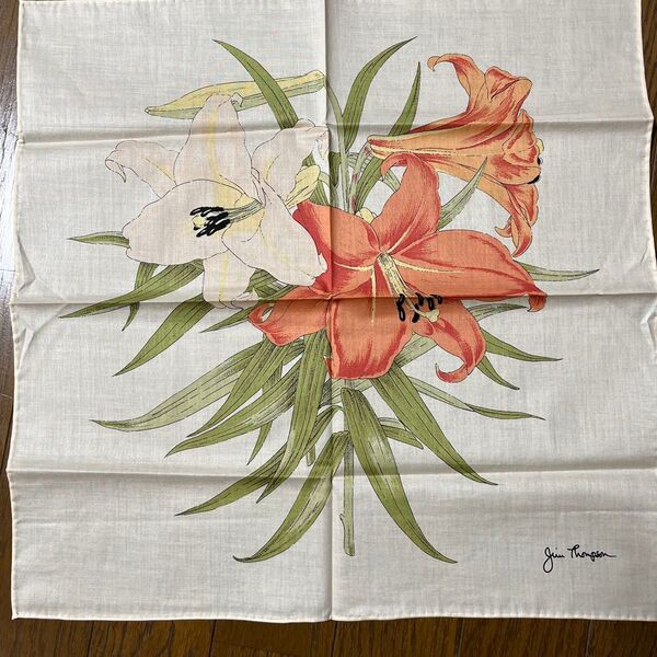 ジムトンプソン ユリ 花柄 ハンカチ
