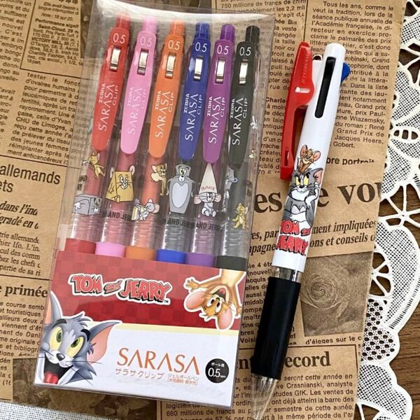 トムとジェリー サラサクリップ 6色セット ジェットストリーム3 ◆ボールペン ゼブラ 三菱鉛筆
