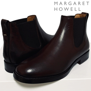  не использовался 2019 Margaret Howell premium линия со вставкой из резинки кожа ботинки 35.5 чай Brown MARGARET HOWELL обычная цена 110000 иен 
