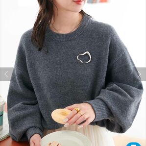 discordディスコード セーター ニット 長袖ニット クルーネックニット ブローチつき