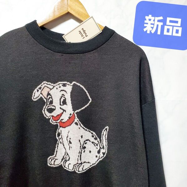 新品 101匹わんちゃん セーター ディズニー ニット レトロ ヴィンテージ スウェット 黒